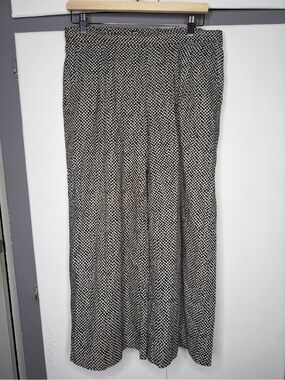 eileen fisher women pull on wide leg pants 100 organic cotton xs geometric black